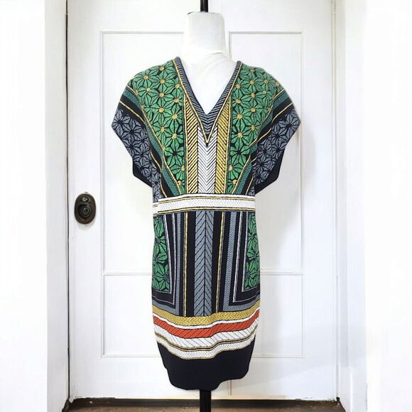 Zara Aztec Metal Tribal Sleeveless Raw Edge Hem Sheath Dress Womens Size XL - Picture 1 of 15